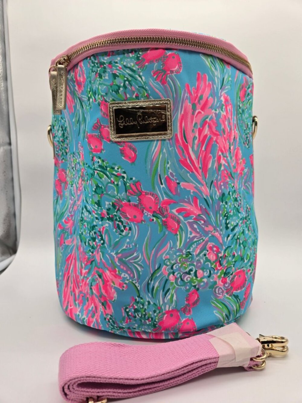 NWT Lilly Pulitzer Best Fishes Insulated Cooler Bag Beach Tote Blue Pink
